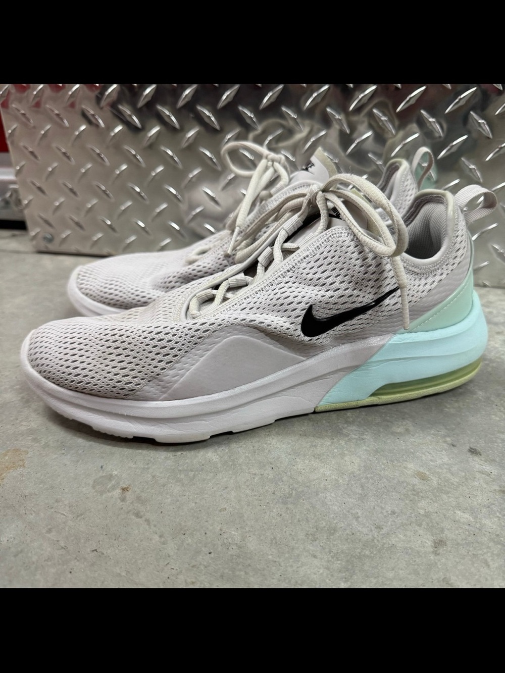 Nike air Women's Pale Gray Mesh Running Sneakers with Mint and Black Accents